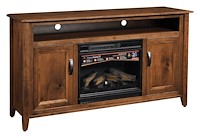 #43576: TV Stand with Fireplace shown --- Rs Cherry finished with Cappuccino: OCS-119