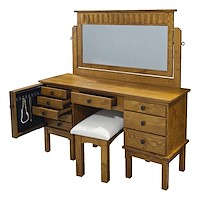 #43679: Dressing Table with Mirror - 60" Wide shown with #5166: Stool --- Rs QSWO finished with Michaels: OCS-113