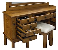 #43679: Dressing Table with Mirror - 60" Wide shown with #5166: Stool --- Detail View Shown --- Rs QSWO finished with Michaels: OCS-113