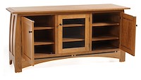 #6661: TV Stand shown --- Shown open. --- Cherry finished with Autumn Wheat