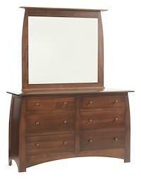 #8206: Mirror shown with #8205: Dresser  --- Br Maple finished with Rich Cherry: OCS-227